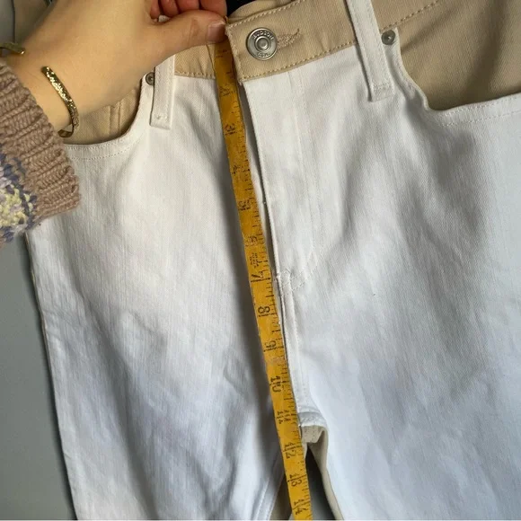 Hudson White and Tan Two Tone Straight Leg Jeans size 27” Minimalist Neutral - Picture 6 of 9